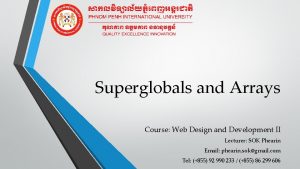 Superglobals and Arrays Course Web Design and Development
