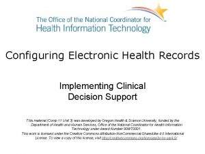 Configuring Electronic Health Records Implementing Clinical Decision Support