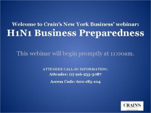 Welcome to Crains New York Business webinar H