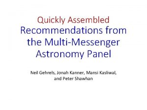 Quickly Assembled Recommendations from the MultiMessenger Astronomy Panel