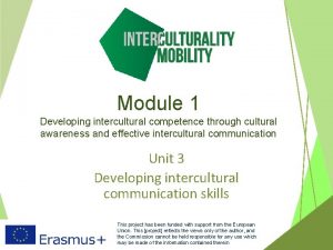 Module 1 Developing intercultural competence through cultural awareness