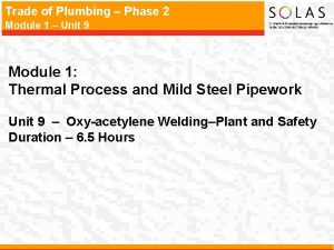 Trade of Plumbing Phase 2 Module 1 Unit