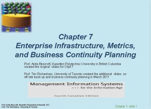 Chapter 7 Enterprise Infrastructure Metrics and Business Continuity