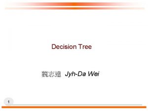 Decision Tree JyhDa Wei 1 Induction of Decision