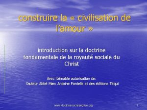 construire la civilisation de lamour introduction sur la