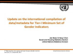 Update on the international compilation of datametadata for