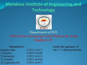 Mandava Institute of Engineering and Technology Department of