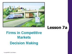 Lesson 7 a Firms in Competitive Markets Decision