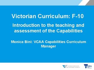 Victorian Curriculum F10 Introduction to the teaching and