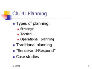 Ch 4 Planning n Types of planning n