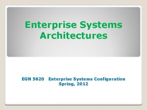 Enterprise Systems Architectures EGN 5620 Enterprise Systems Configuration