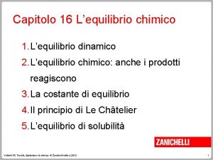 Capitolo 16 Lequilibrio chimico 1 Lequilibrio dinamico 2