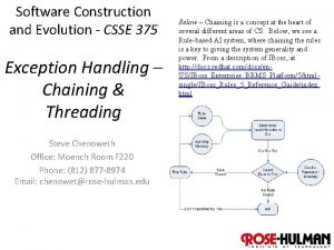 Software Construction and Evolution CSSE 375 Exception Handling