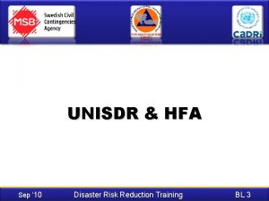 Disaster Preparedness and Prevention Initiative DPPI UNISDR HFA