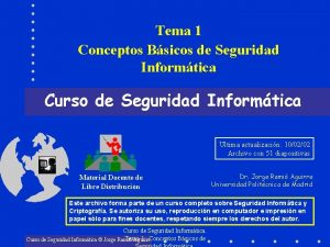 Tema 1 Conceptos Bsicos de Seguridad Informtica Curso