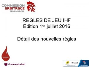 REGLES DE JEU IHF Edition 1 er juillet