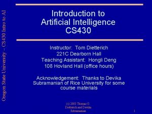 Oregon State University CS 430 Intro to AI