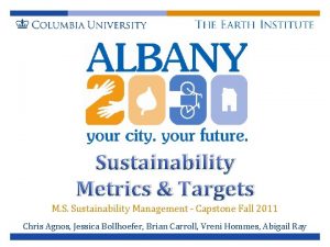 Sustainability Metrics Targets M S Sustainability Management Capstone