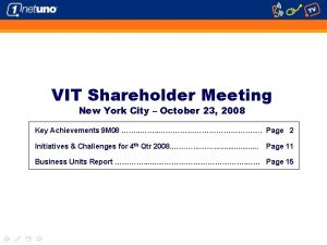 VIT Shareholder Meeting New York City October 23