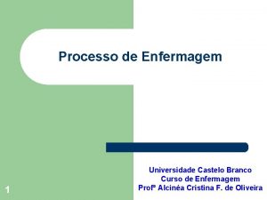 Processo de Enfermagem 1 Universidade Castelo Branco Curso