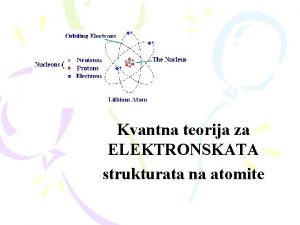 Kvantna teorija za ELEKTRONSKATA strukturata na atomite Vidovme