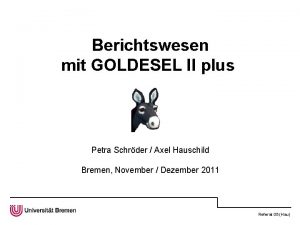 Berichtswesen mit GOLDESEL II plus Petra Schrder Axel