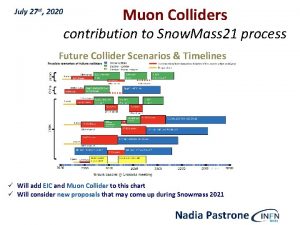 July 27 st 2020 Muon Colliders contribution to