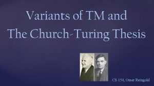 Variants of TM and The ChurchTuring Thesis CS