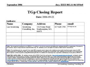 September 2006 doc IEEE 802 11 061554 r