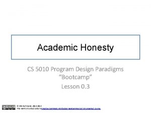 Academic Honesty CS 5010 Program Design Paradigms Bootcamp