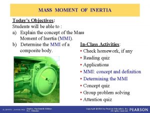 MASS MOMENT OF INERTIA Todays Objectives Students will