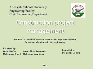 AnNajah National University Engineering Faculty Civil Engineering Department