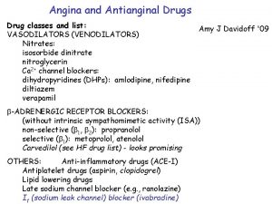 Angina and Antianginal Drugs Drug classes and list