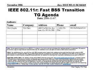 November 2006 doc IEEE 802 11 061664 r