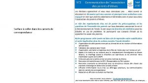 N 2 Communication de lassociation des parents dlves