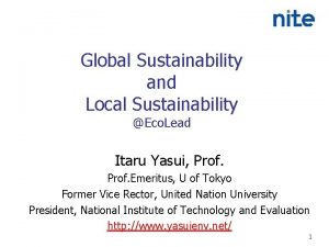 Global Sustainability and Local Sustainability Eco Lead Itaru