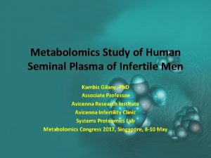 Metabolomics Study of Human Seminal Plasma of Infertile