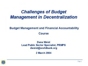 Challenges of Budget Management in Decentralization Budget Management