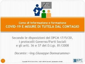 Corso di informazione e formazione COVID19 E MISURE