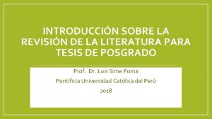 INTRODUCCIN SOBRE LA REVISIN DE LA LITERATURA PARA