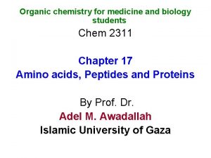 Organic chemistry for medicine and biology students Chem