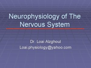 Neurophysiology of The Nervous System Dr Loai Alzghoul