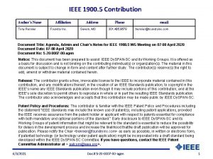 IEEE 1900 5 Contribution Authors Name Tony Rennier