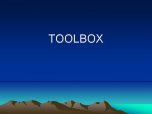 TOOLBOX The Toolbox Intrinsic Controls always included in