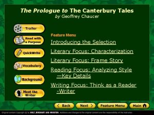 The Prologue to The Canterbury Tales by Geoffrey