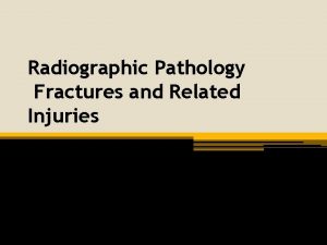 Radiographic Pathology Fractures and Related Injuries Fractures Fractures