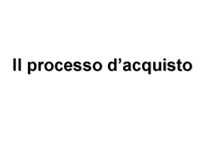 Il processo dacquisto Fasi del processo dacquisto Il