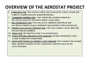 OVERVIEW OF THE AEROSTAT PROJECT 1 Exploration Step