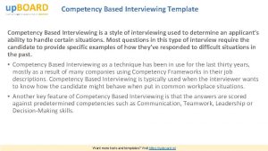 Competency Based Interviewing Template Competency Based Interviewing is