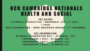 Cambridge nationals key dates